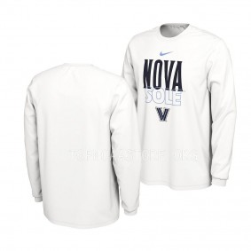 Villanova Wildcats On Court White College Basketball Long Sleeve T-Shirt Men